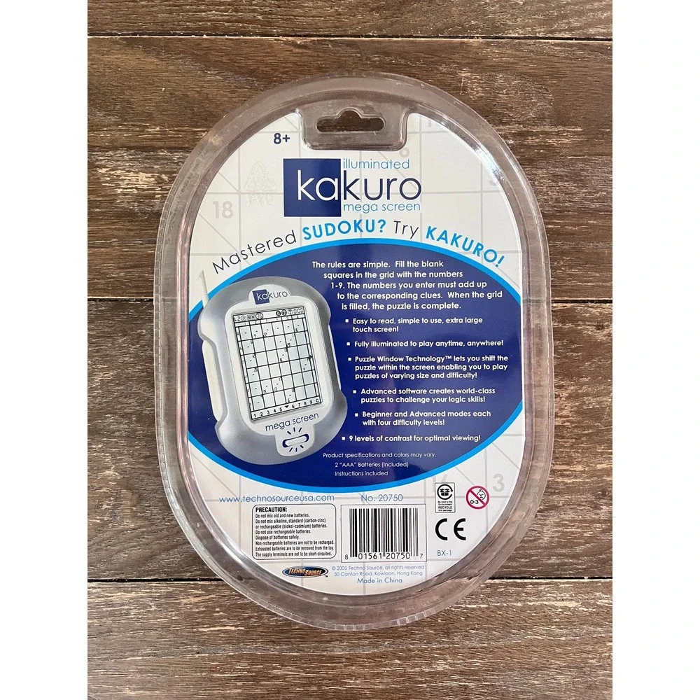 Techno Source 2005 Illuminated Kakuro Mega Screen Handheld Game 20750 New Sealed